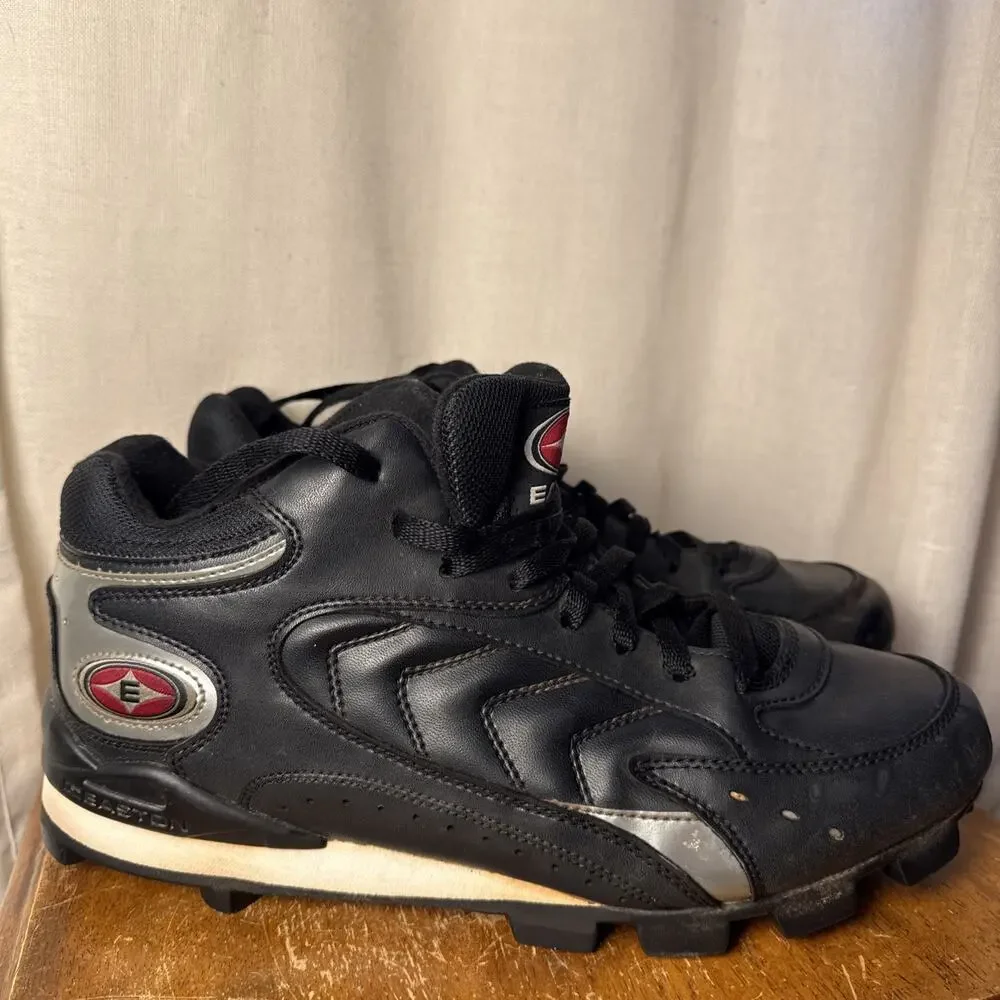 Size 12.5 Men’s Black Low Rubber Easton Launch Leather Baseball Cleats‎